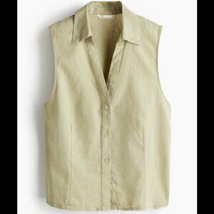Sleeveless Linen Blend Shirt